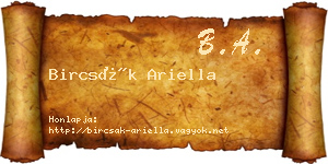 Bircsák Ariella névjegykártya